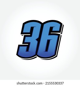 Einfache Racing-Startnummer 36-Vektorvorlage
