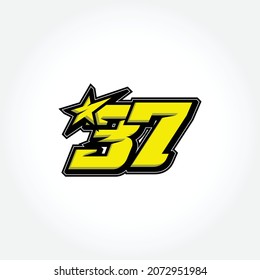 Simple Racing Start Number 37 Vector Template