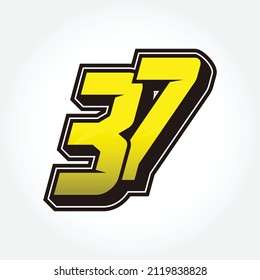 Simple Racing Start Number 37 Vector Template