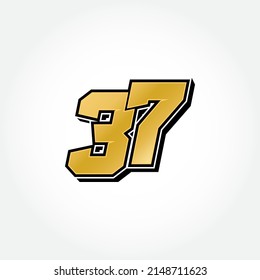 Simple Racing Start Number 37 Vector Template