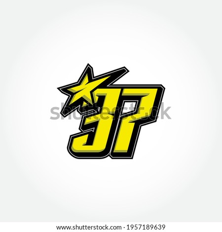Simple Racing Start Number 37 Vector Template