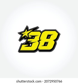 Simple Racing Start Number 38 Vector Template