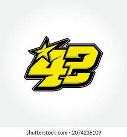 Simple Racing Start Number 42 Vector Template