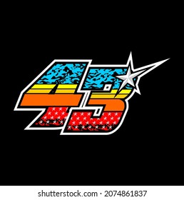Simple racing start number 43 vector, easy to editable