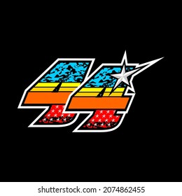 Simple racing start number 44 vector, easy to editable