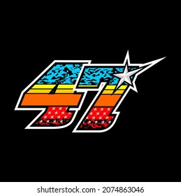 Simple racing start number 47 vector, easy to editable