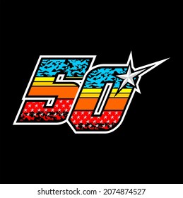 Simple racing start number 50 vector, easy to editable