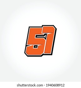 Simple Racing Start Number 51 Vector Template