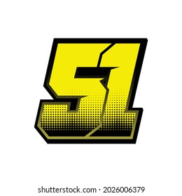 Simple Racing Start Number 51 Vector Template