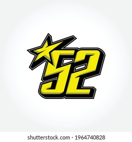 Simple Racing Start Number 52 Vector Template