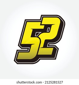 Simple Racing Start Number 52 Vector Template