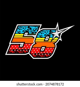 Simple racing start number 58 vector, easy to editable