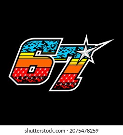 Simple racing start number 6 vector, esay to editable