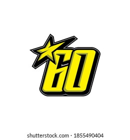 Simple Racing Start Number 60 Vector Template