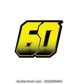 Simple Racing Start Number 60 Vector Template