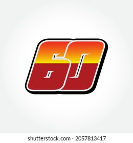 Simple Racing Start Number 60 Vector Template