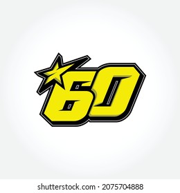 Simple Racing Start Number 60 Vector Template