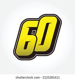 Simple Racing Start Number 60 Vector Template