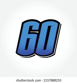 Simple Racing Start Number 60 Vector Template