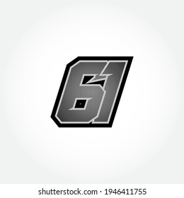 Plantilla de vector número de inicio de carreras simple 61