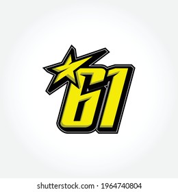 Plantilla de vector número de inicio de carreras simple 61