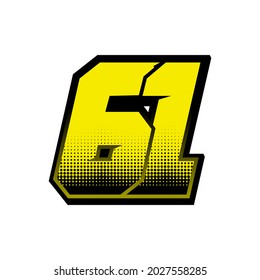 Simple Racing Start Number 61 Vector Template