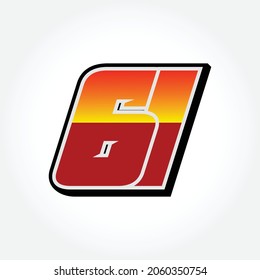 Plantilla de vector número de inicio de carreras simple 61