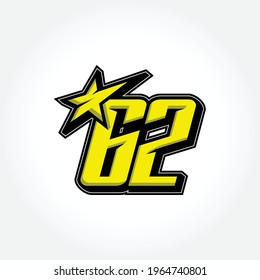 Einfache Racing-Startnummer 62-Vektorvorlage