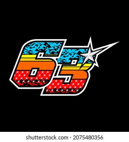 Simple racing start number 63 vector, esay to editable