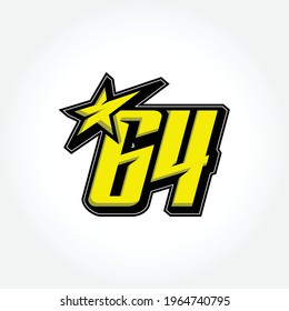 Simple Racing Start Number 64 Vector Template