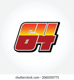 Simple Racing Start Number 64 Vector Template