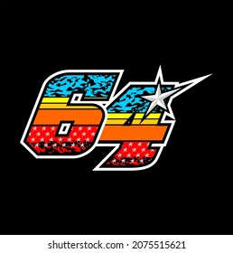 Simple racing start número 64 vector, fácil de editar