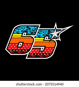 Simple racing start number 65 vector, esay to editable