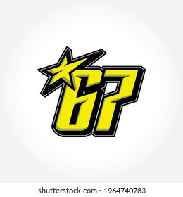 Simple Racing Start Number 67 Vector Template