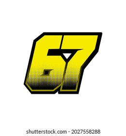 Simple Racing Start Number 67 Vector Template