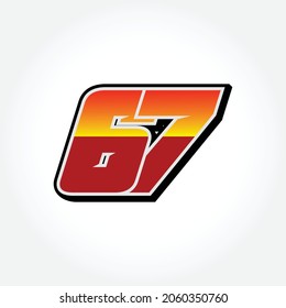 Simple Racing Start Number 67 Vector Template