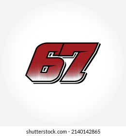 Simple Racing Start Number 67 Vector Template
