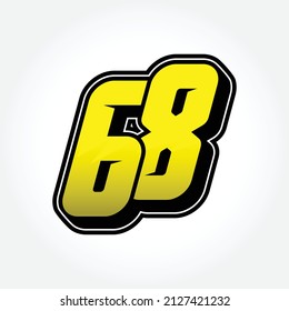 Simple Racing Start Number 68 Vector Template
