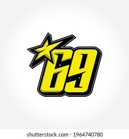 Simple Racing Start Number 69 Vector Template