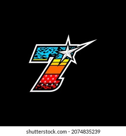 Simple racing start number 7 vector, easy to editable
