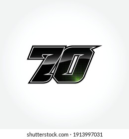 Simple Racing Start Number 70 Vector Template