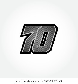 Simple Racing Start Number 70 Vector Template