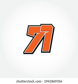 Simple Racing Start Number 71 Vector Template