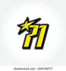 Simple Racing Start Number 71 Vector Template