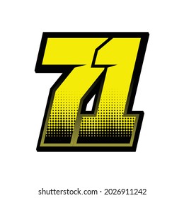 Einfache Racing-Startnummer 71-Vektorvorlage