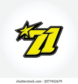 Einfache Racing-Startnummer 71-Vektorvorlage