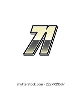 Plantilla de vector número de inicio de carreras simple 71