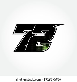 Simple Racing Start Number 72 Vector Template