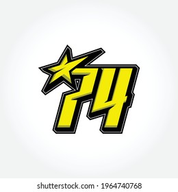 Simple Racing Start Number 74 Vector Template