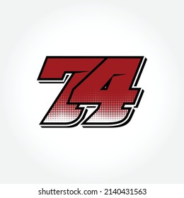 Simple Racing Start Number 74 Vector Template